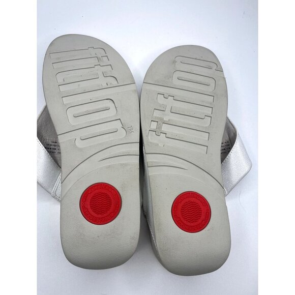 Fit Flp Sandals White Pearl Comfort Toe Ladies Size 11 Thong Sandals Shimmer - Picture 7 of 10